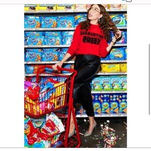 Alice + Olivia Red 'Quarantine Queen' Sweatshirt